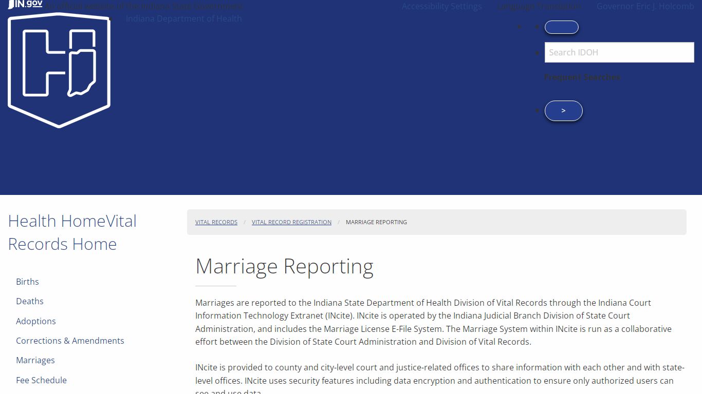 Health: Vital Records: Marriage Reporting